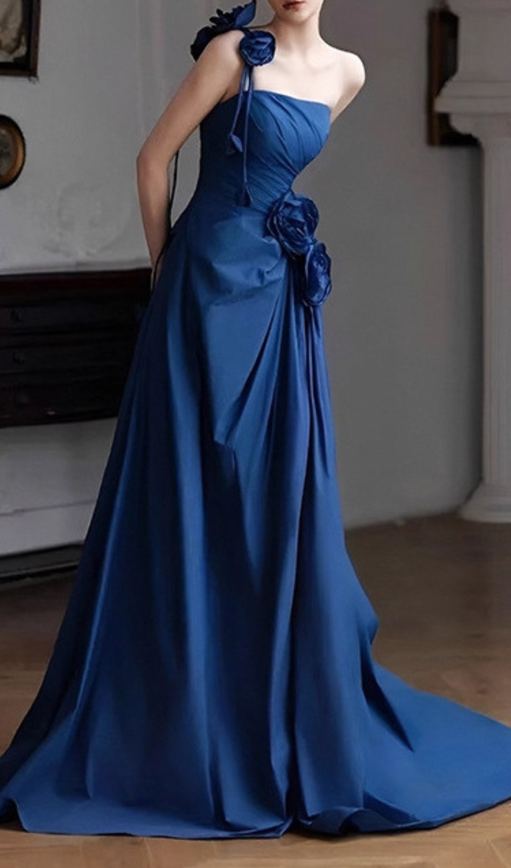 Fashionslee Women Harva Blue Flower Embellished Maxi Dress