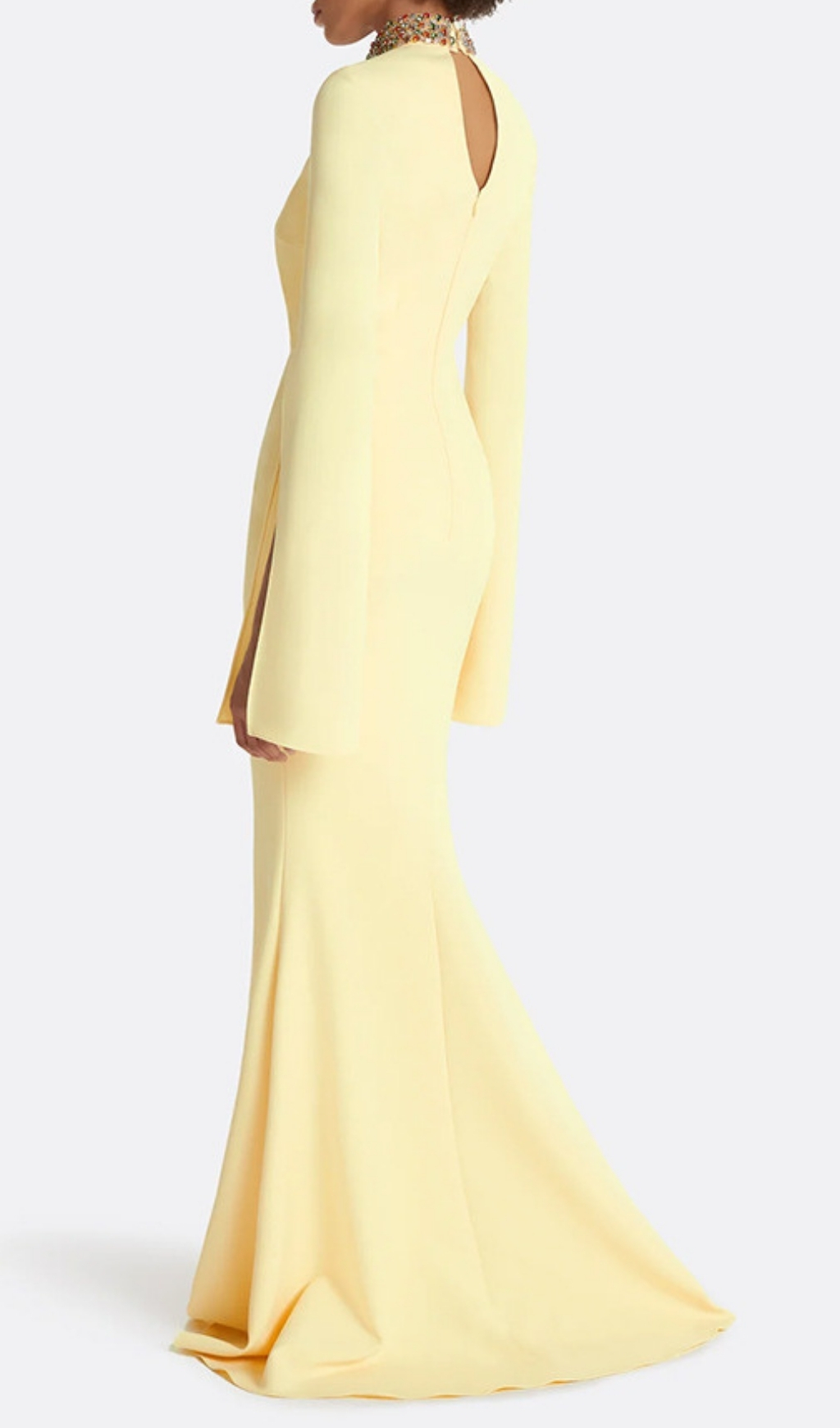 Fashionslee Women Ellema Yellow Long Sleeve Embellished Maxi Dress