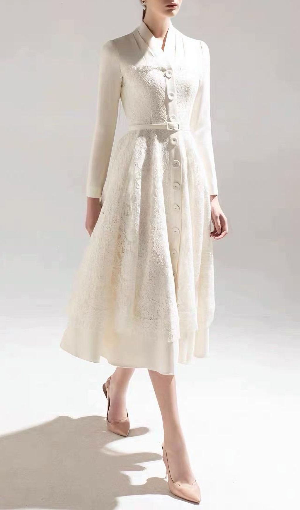 Fashionslee Women Jamir Lace Long Sleeve Midi Dress