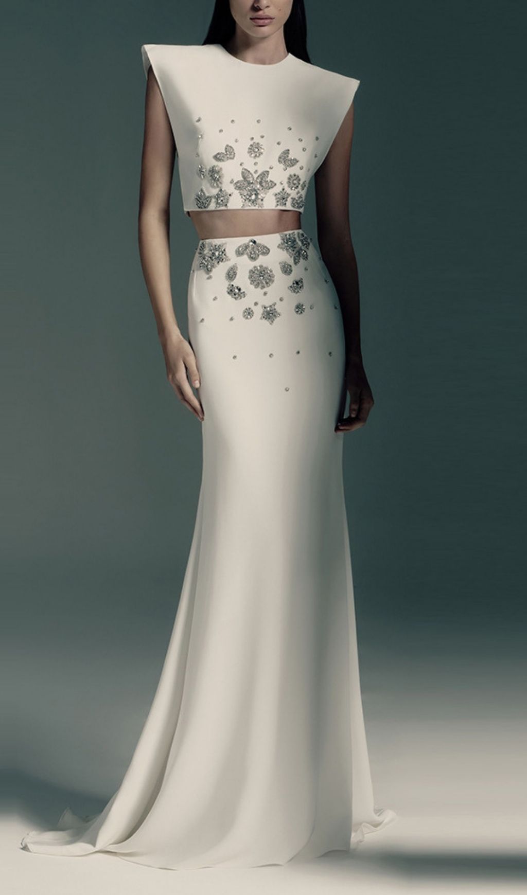 Fashionslee Women Juro White Diamante Two-Piece Set