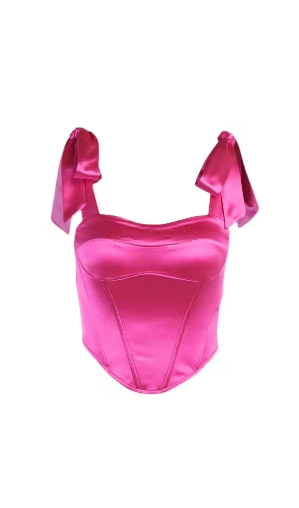 Fashionslee Women Pink Satin Corset Top