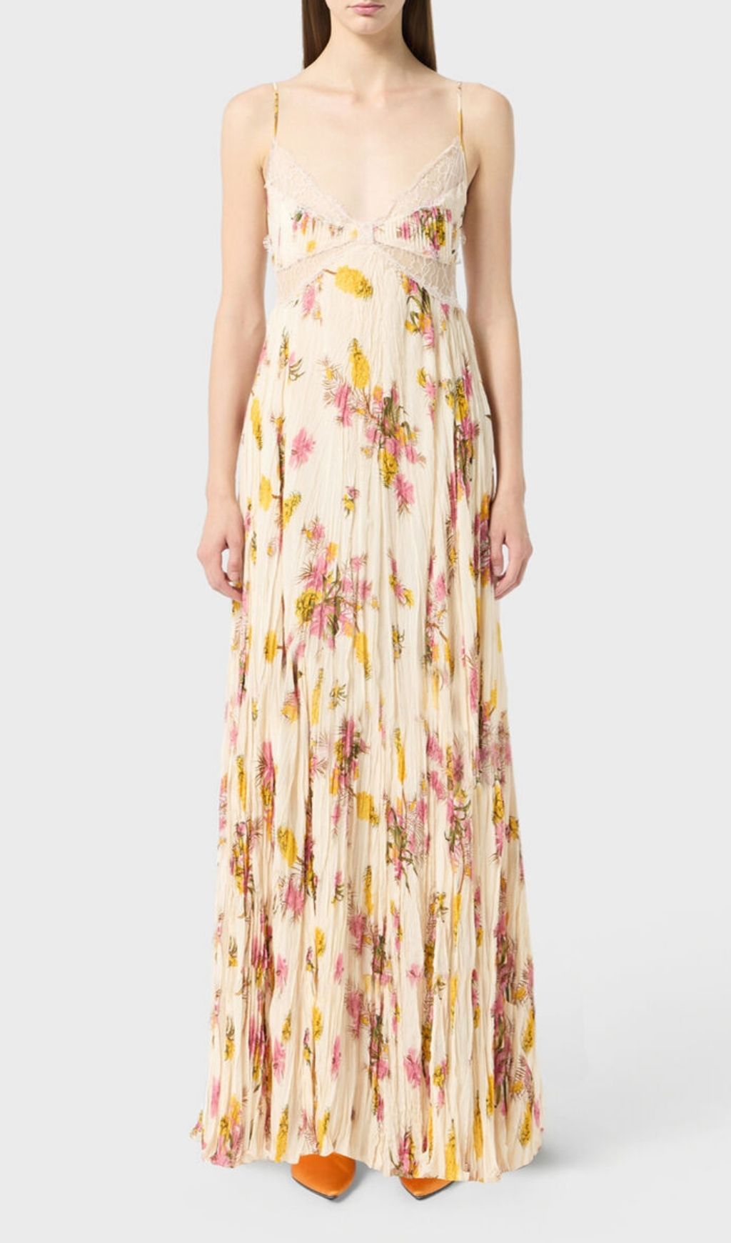 Fashionslee Women Khloe Lace Floral Pleated Maxi Dress