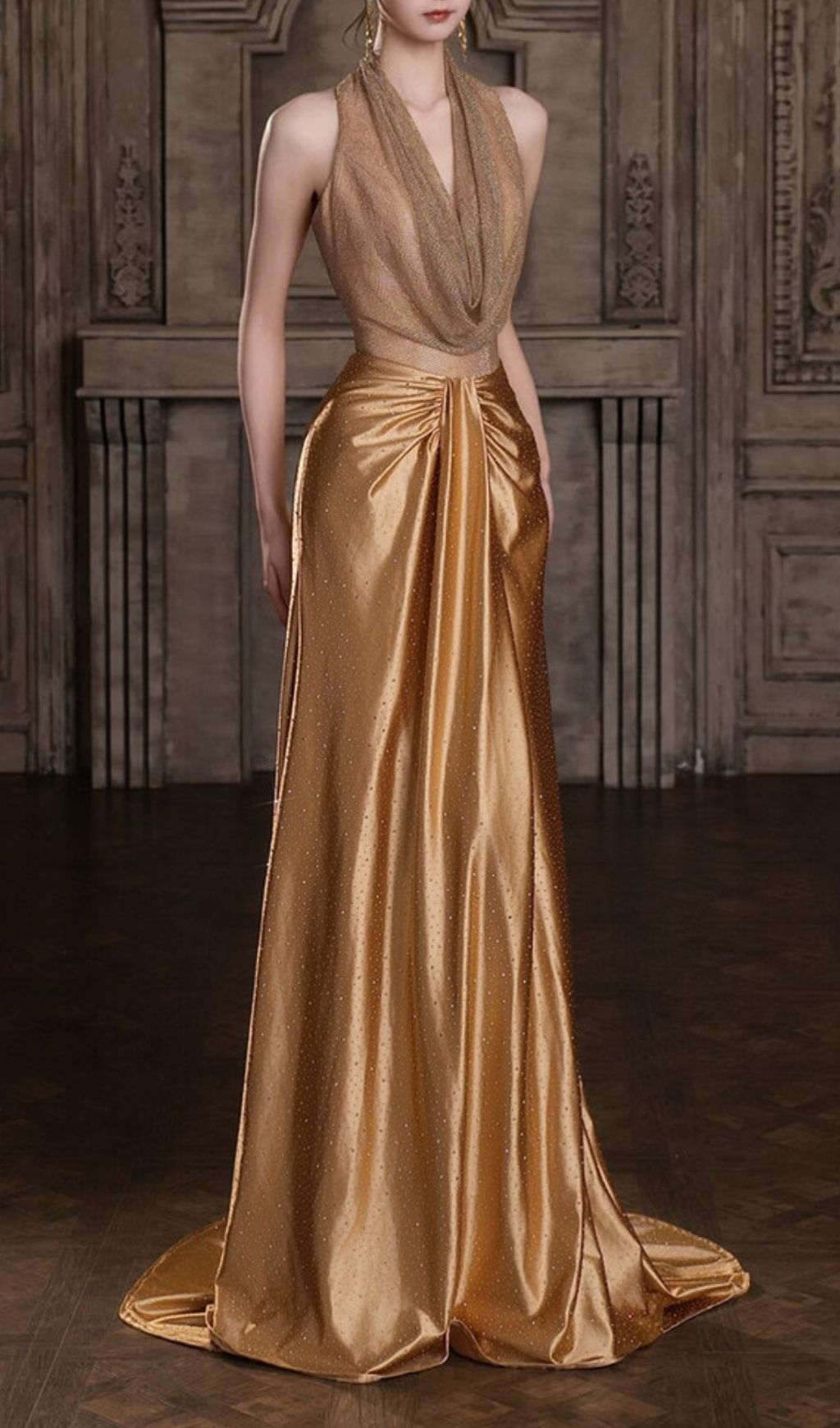 2ecc9dbe37775e1b9ea368fef315f616.jpg Fashionslee Women Ksenia Gold Halter Maxi Dress