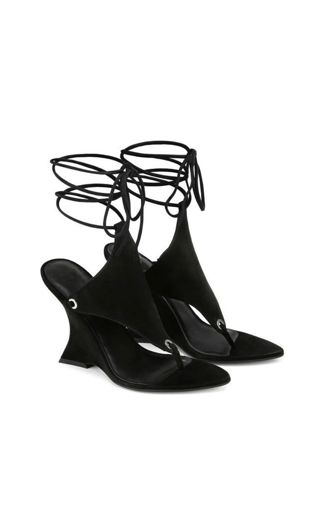 Fashionslee Women Gavren Black Flip-Flops Tie Up Sandals