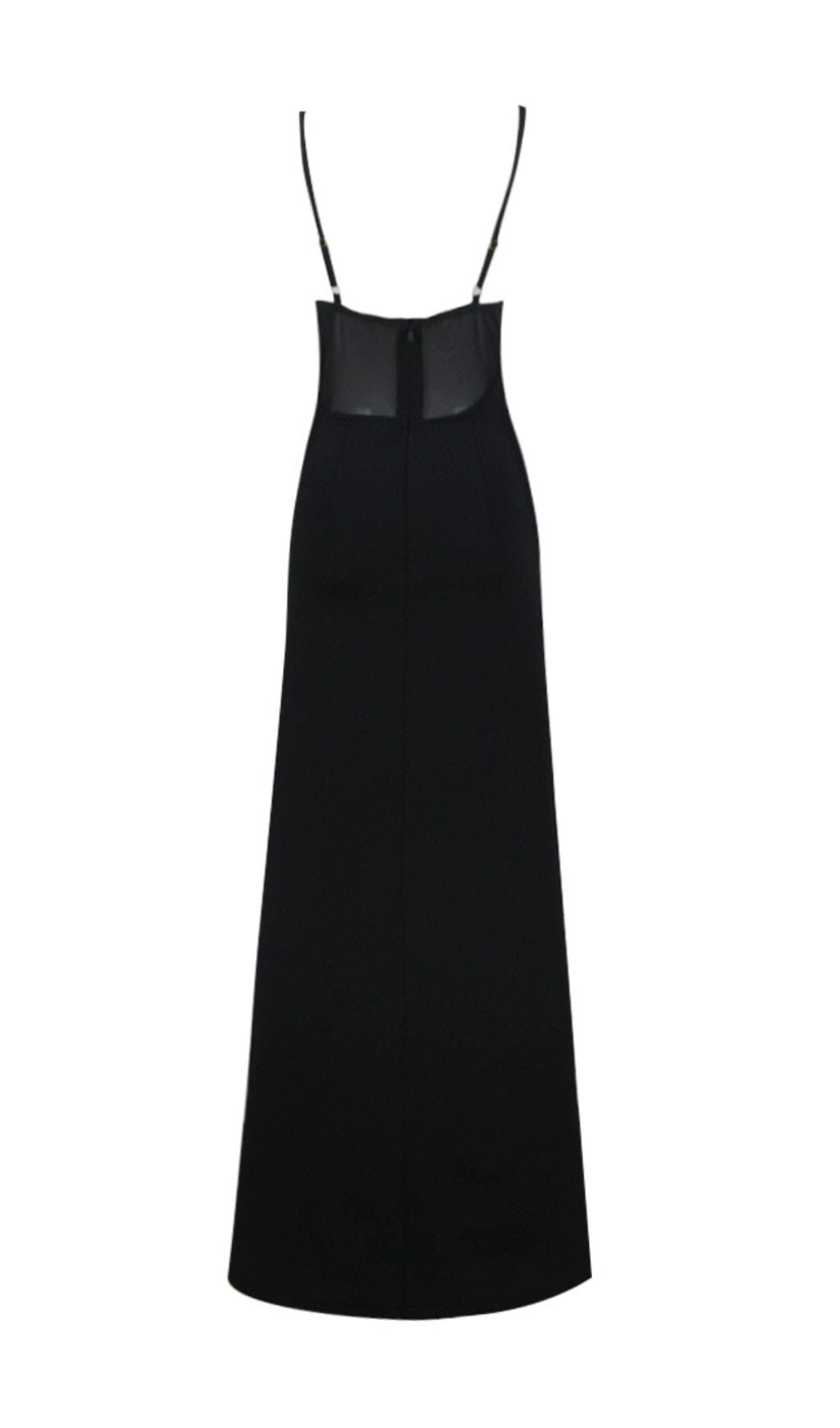 Fashionslee Women Starfish Embellished Mesh Bodice Maxi Dress In Black
