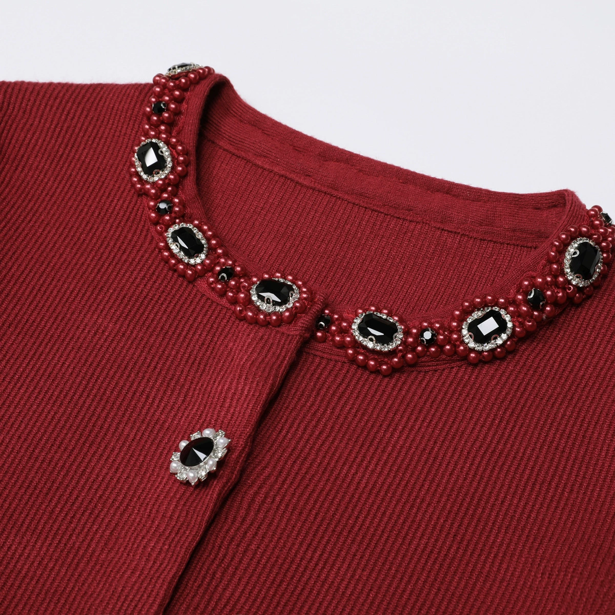 Fashionslee Women Jie Wine Cardigan & Skirt Set