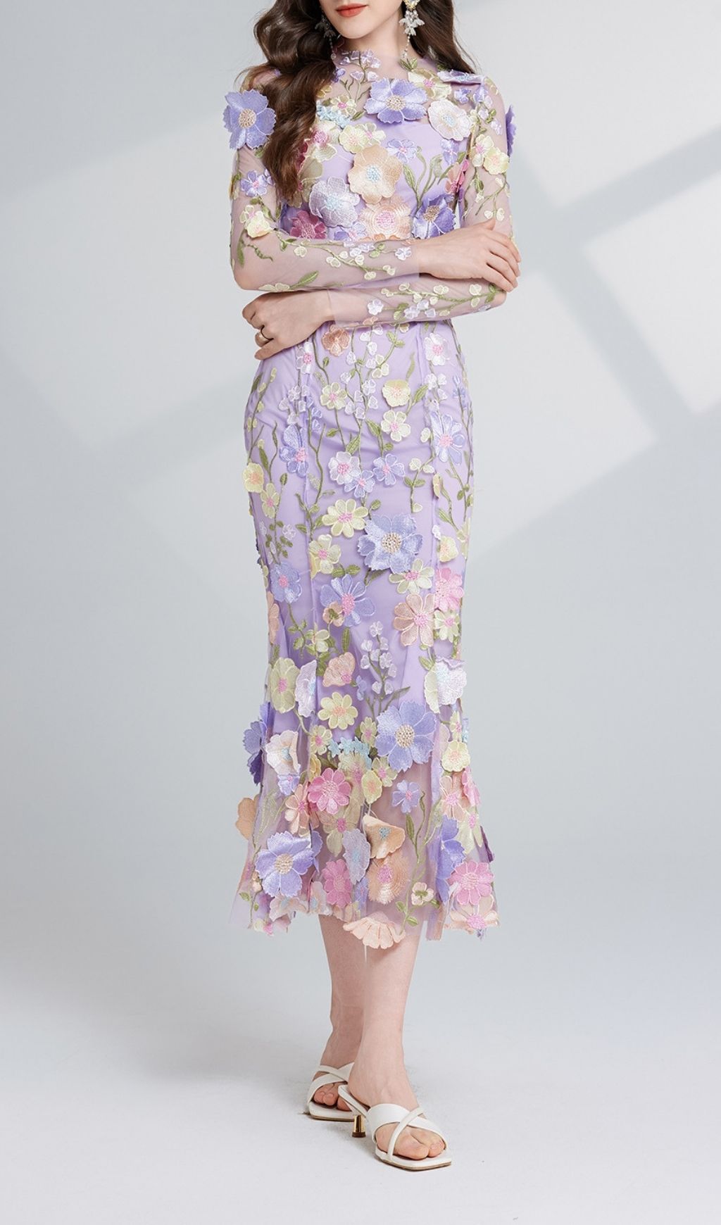 PURPLE FLORAL MESH FISHTAIL MIDI DRESS – VIRAL AESTHETIC - OWNCI PURPLE FLORAL MESH FISHTAIL MIDI DRESS – VIRAL AESTHETIC - OWNCI