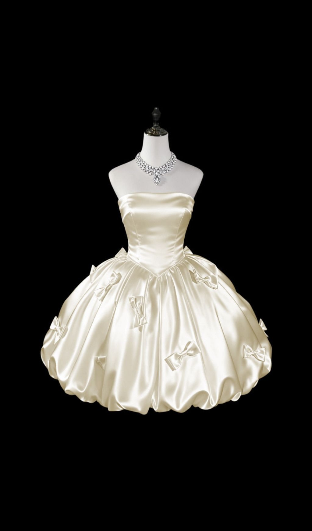 Fashionslee Women Kristal Strapless Bow Embellished Mini Dress