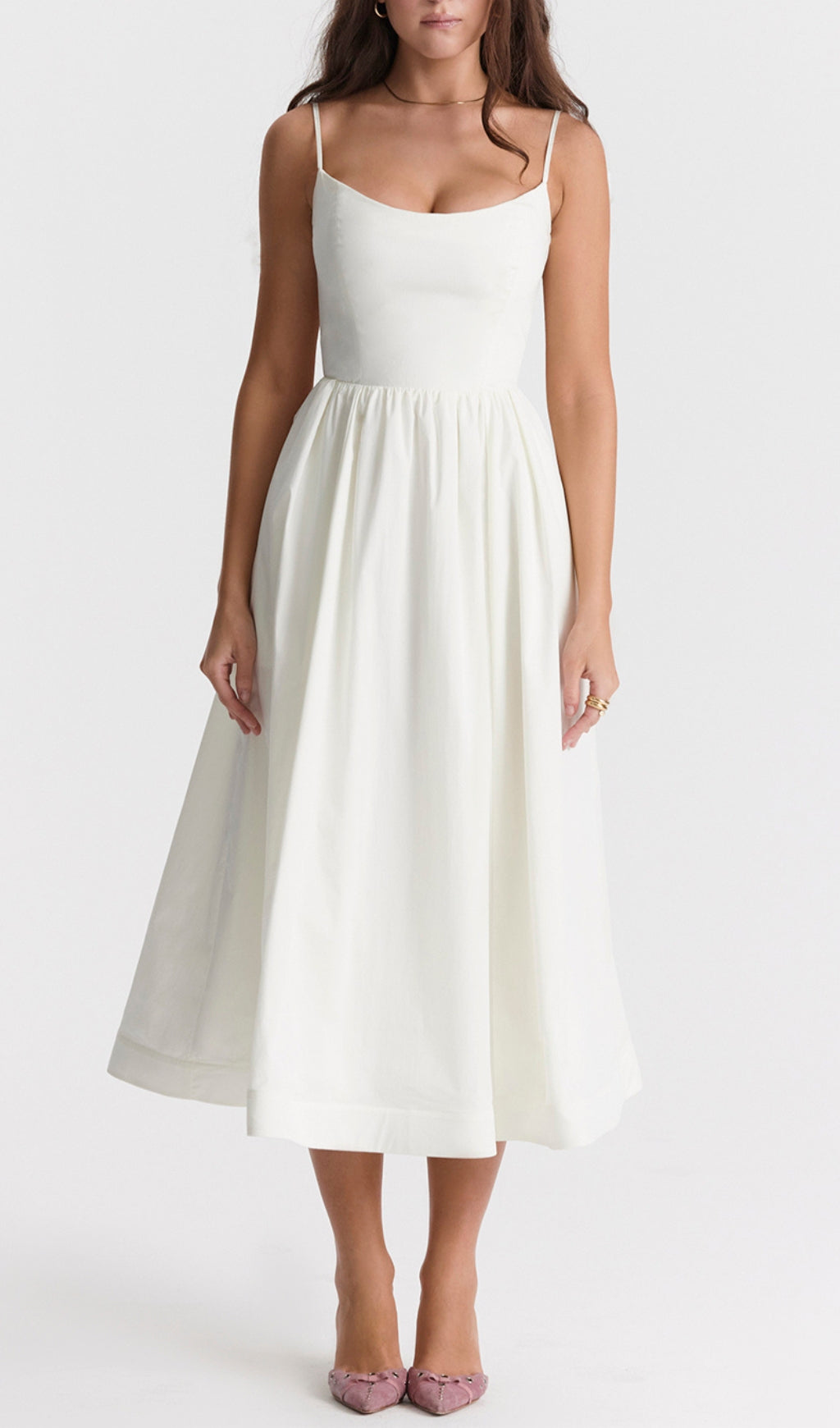 Fashionslee Women Ivory Corset Sundress