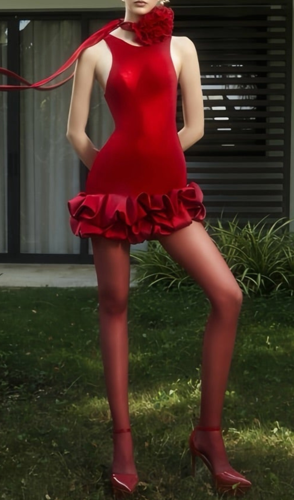 2f8018150fc5aca1cb9c400bc39e080c.jpg Fashionslee Women Chamios Flower Pleated Mini Dress