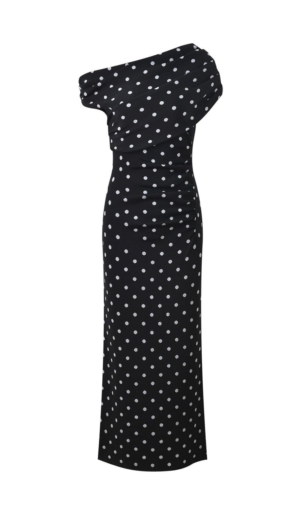 2f8e45b500394dafcb09818de4e76d29.jpg Fashionslee Women Polka Dot Draped Midi Dress