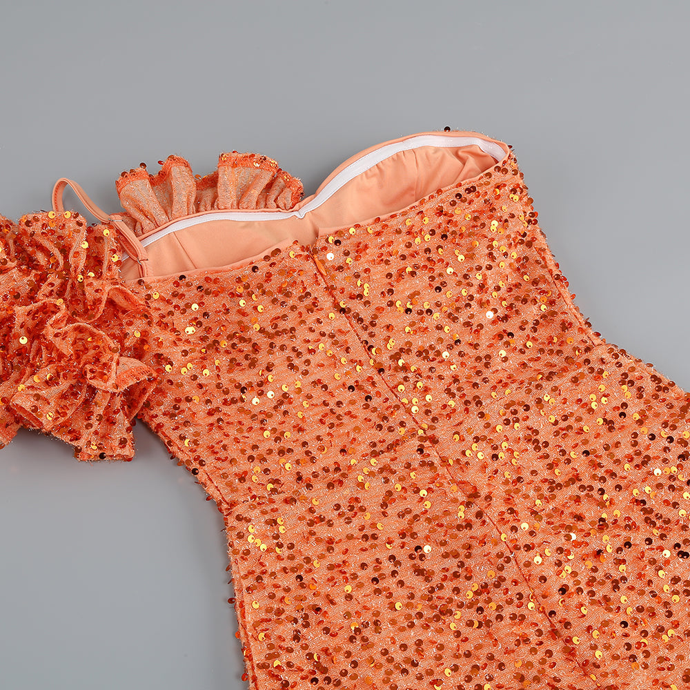 2fe4eea144d230a7ba7a84daae13dc8b.jpeg Fashionslee Women Ayn Orange Sequined Slit Maxi Dress