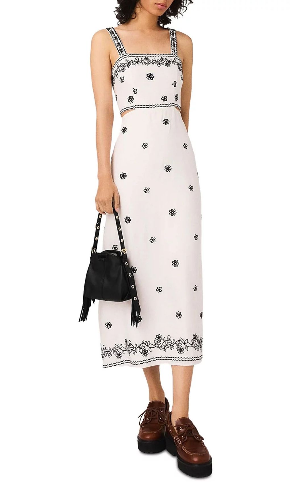 Fashionslee Women Embroidered Cutout Midi Dress