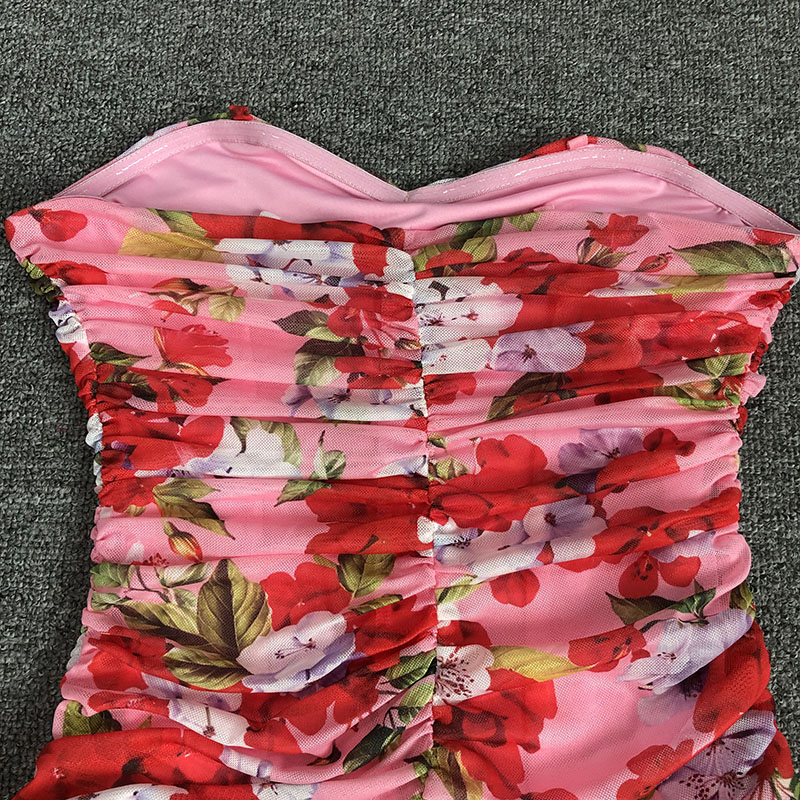 30069e346b21df99afcaded8cf867937.jpg Fashionslee Women Baki Strapless Floral Ruched Midi Dress