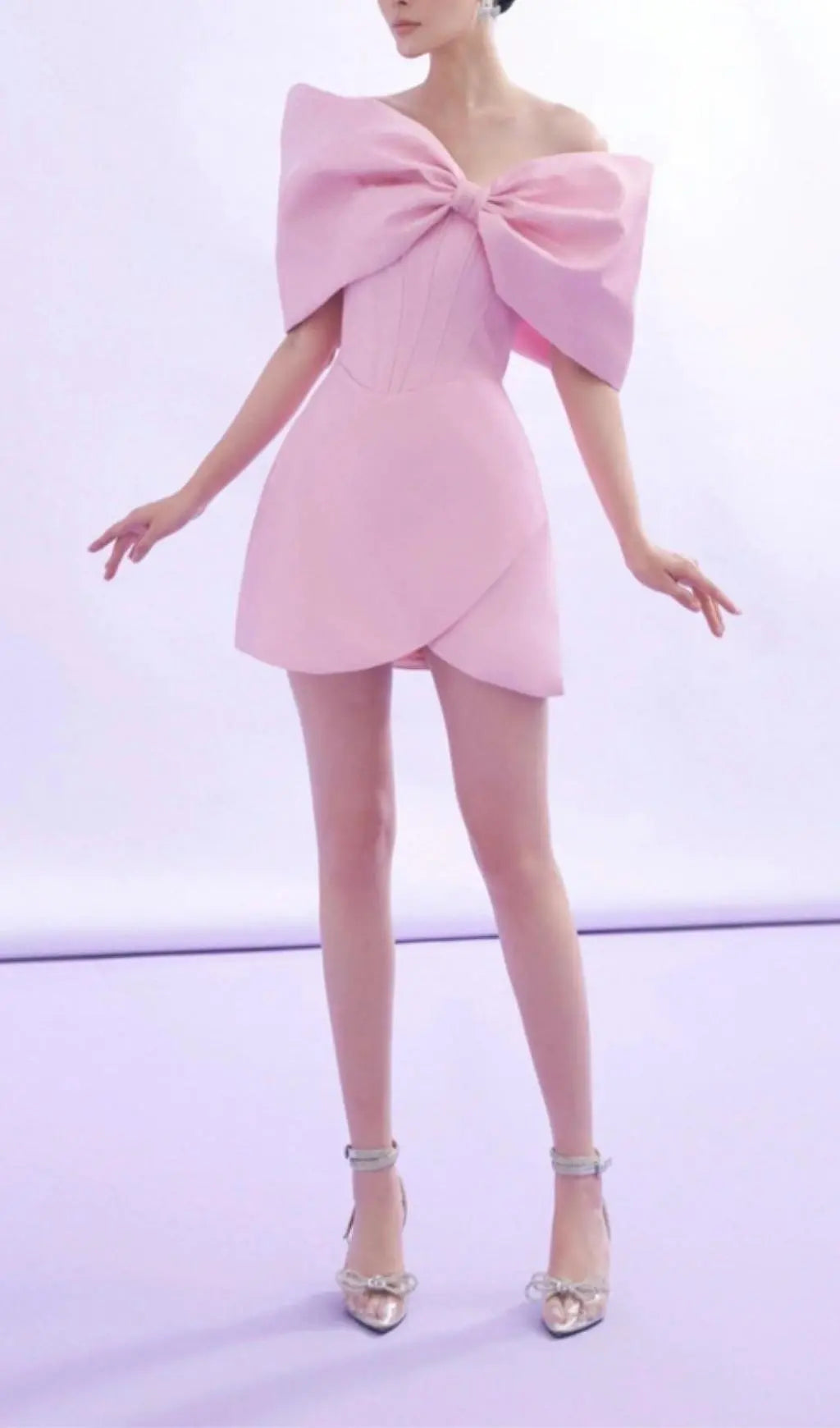 Fashionslee Women Adah Pink Bowknot Mini Corset Dress