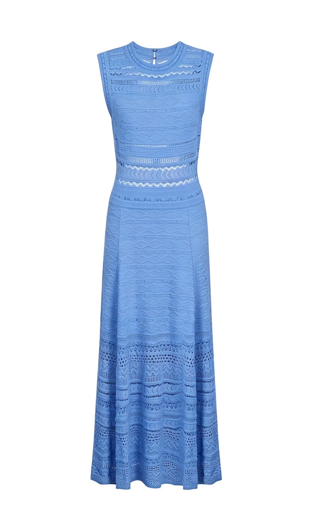 Fashionslee Women Kiana Blue Sleeveless Knit Midi Dress