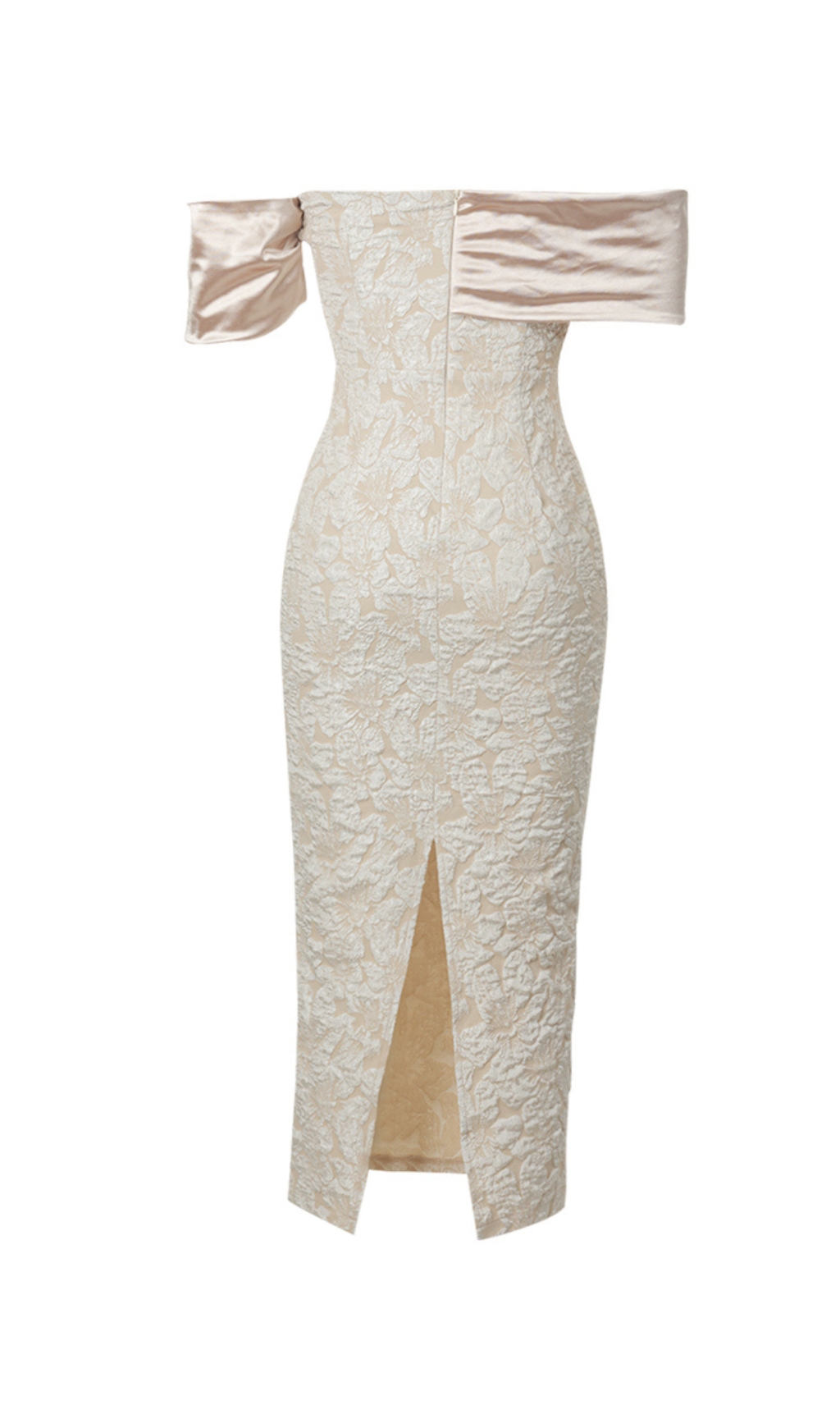 OFF-SHOULDER TRENDING JACQUARD MIDI DRESS - OWNCI OFF-SHOULDER TRENDING JACQUARD MIDI DRESS - OWNCI