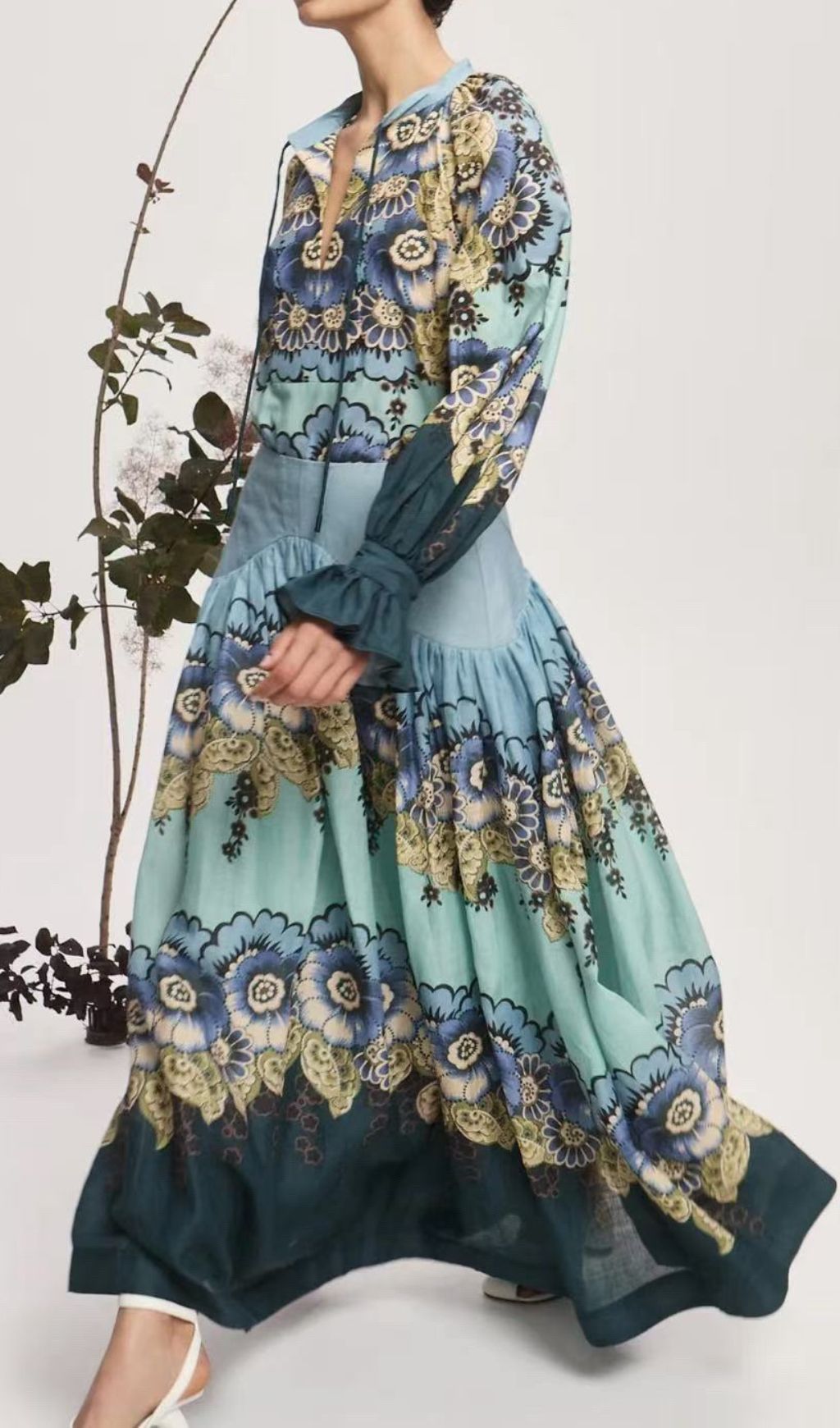 Fashionslee Women Farica Flower Printed Two-Piece Set