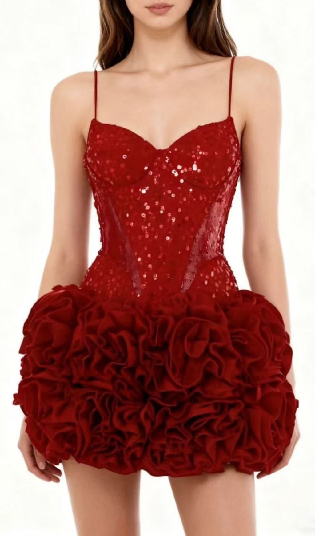 3076fae0103d54eb698872848458aa6c.jpg Fashionslee Women Janet Red Strappy Sequin Mini Dress