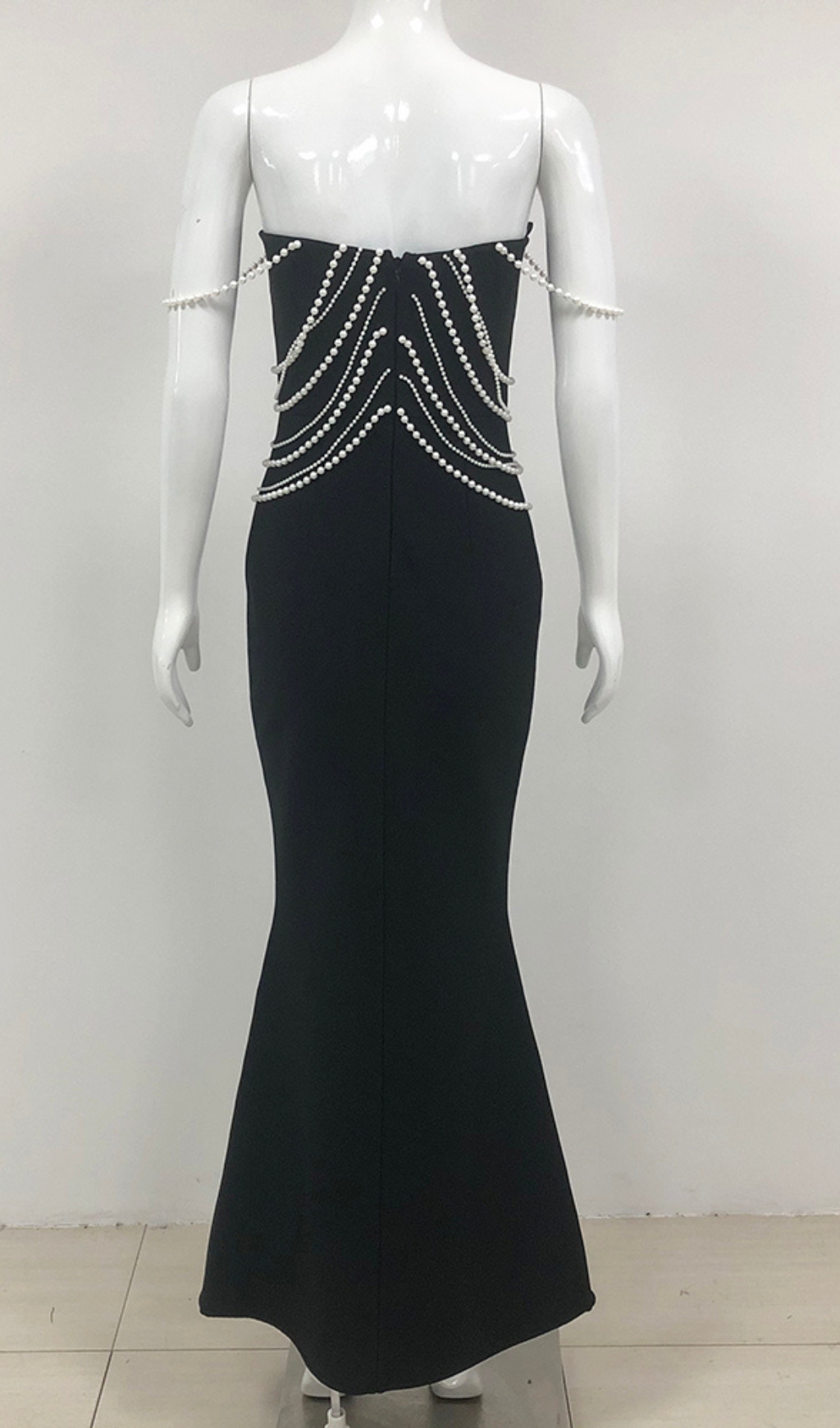 Fashionslee Women Clifton Black Pearl Bandage Maxi Dress