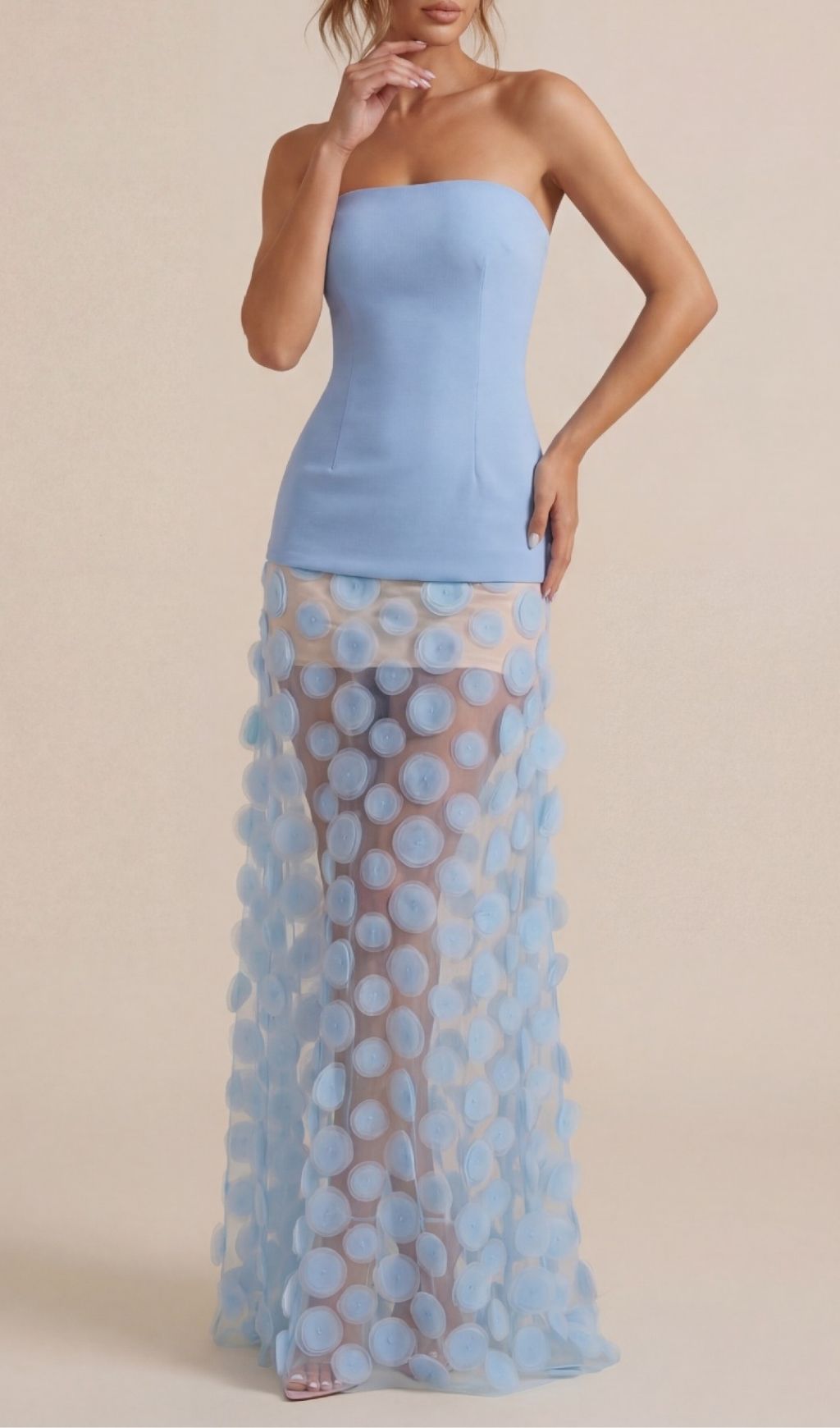 308544e0d37bcc74b2196d35afc97710.jpg Fashionslee Women Keala Blue Strapless Mesh Maxi Dress