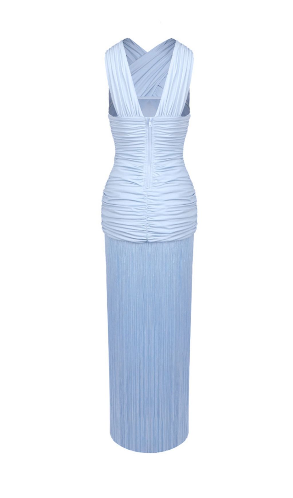 30c5bf0ed0b0dd8c8ab531da79a0b4a1.jpg Fashionslee Women Hiromi Blue Mesh Ruched Tassel Maxi Dress
