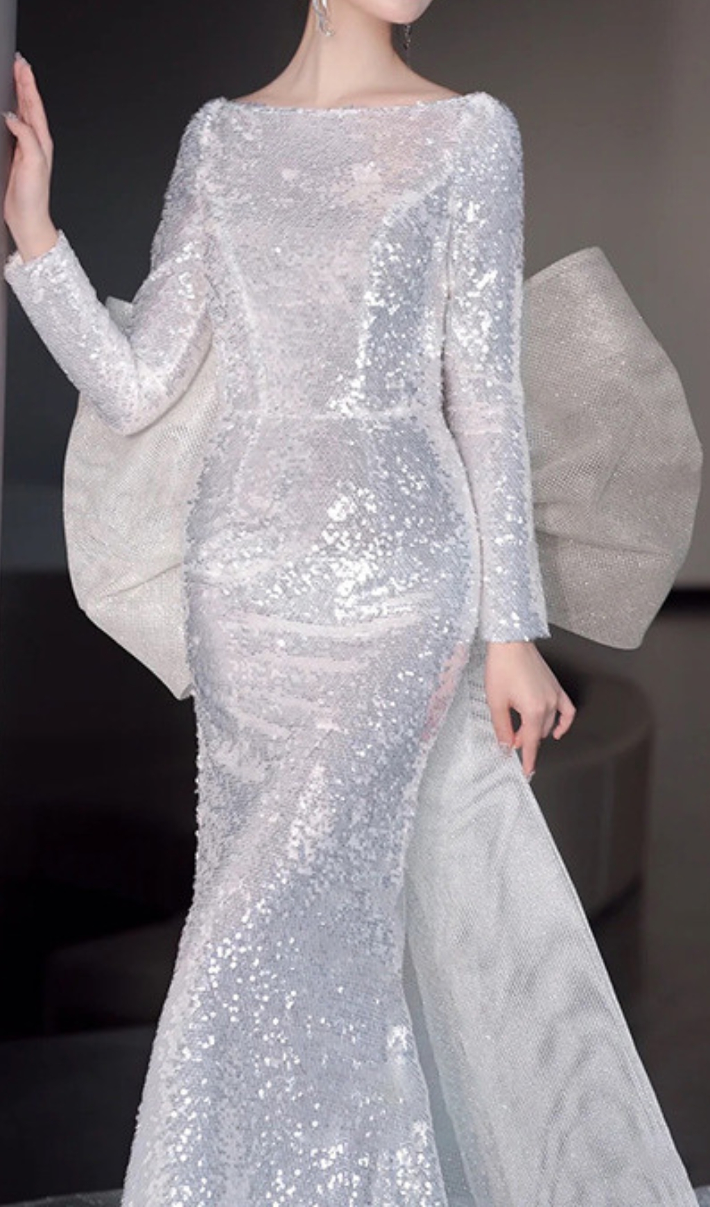 TRENDING SEQUIN BOW MAXI DRESS - OWNCI
