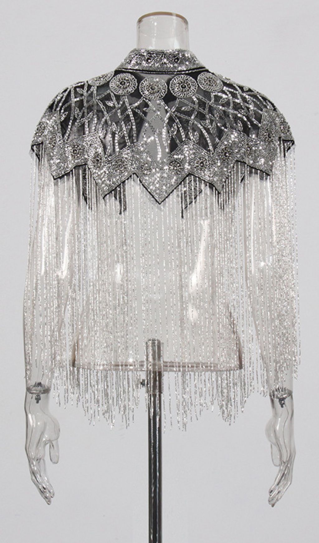 Fashionslee Women Idana Silver Beaded Fringed Shawl