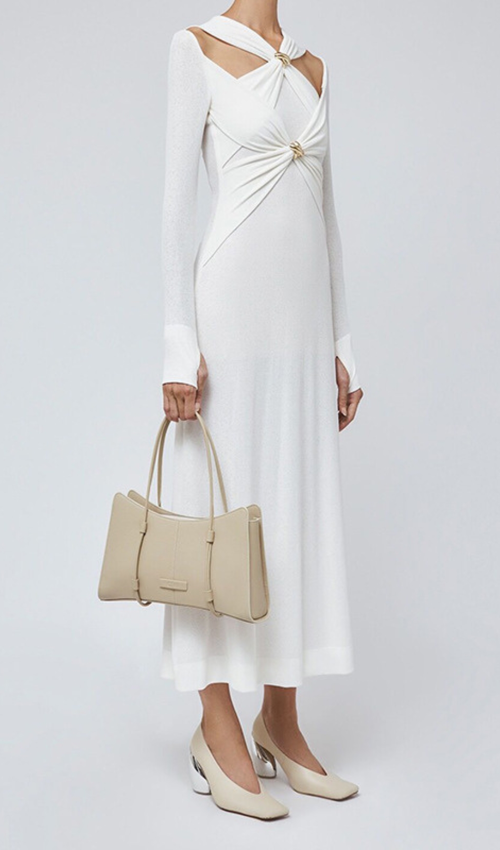 Fashionslee Women Braydon Cutout Knit Long Sleeve Midi Dress