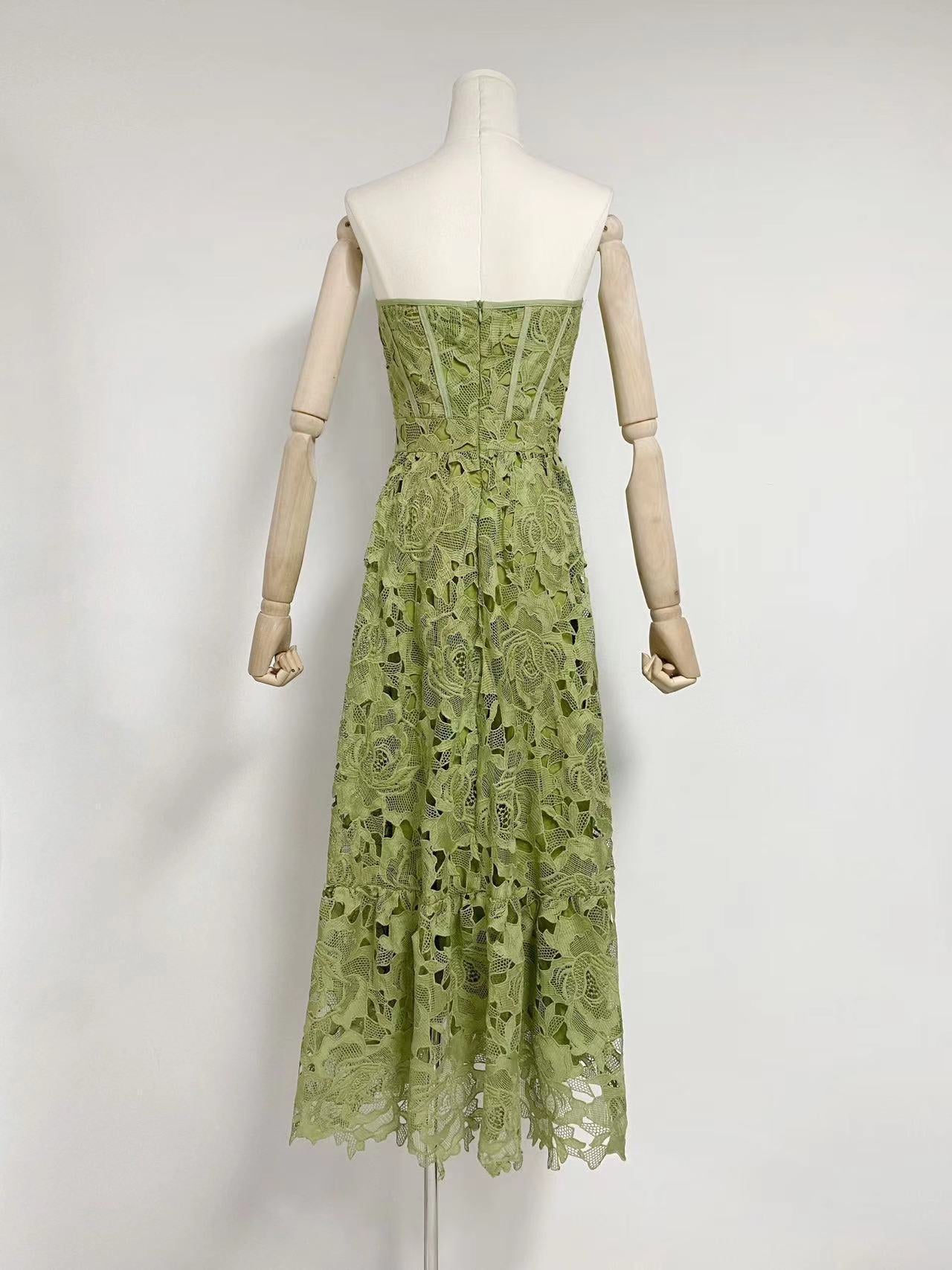 313ef30697a82e0e492d77aa0f000b30.jpeg Fashionslee Women Aris Green Lace Bustier Maxi Dress