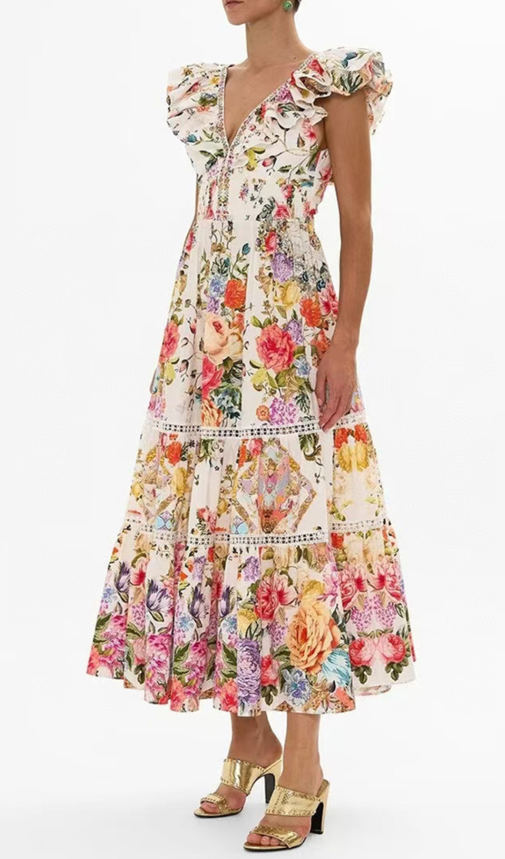 313fef3f21f7bfec18523a24be67f5a2.jpg Fashionslee Women Efrem V-Neck Printed Midi Dress