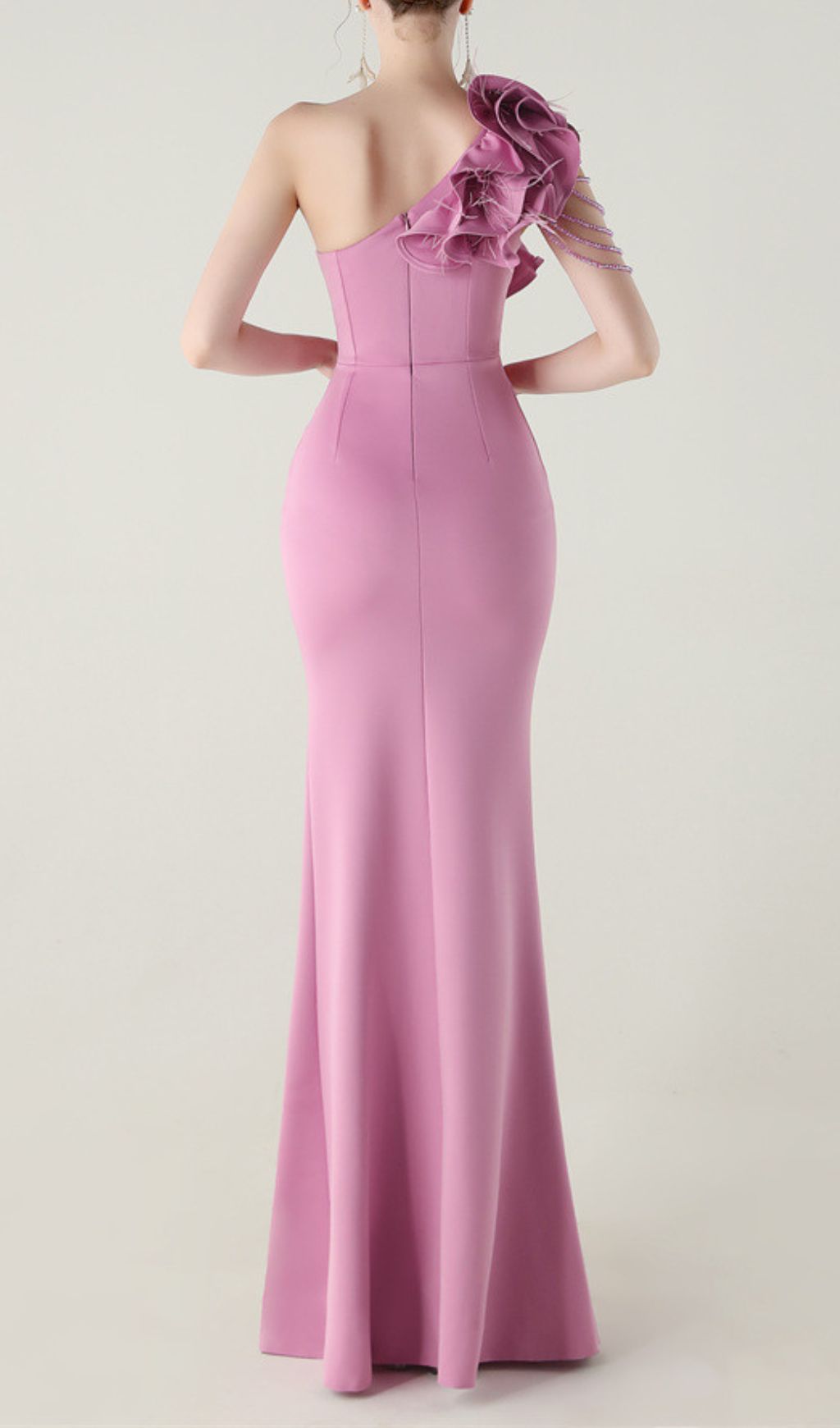 Fashionslee Women Ijlal Purple One-Shoulder Ruffle Maxi Dress
