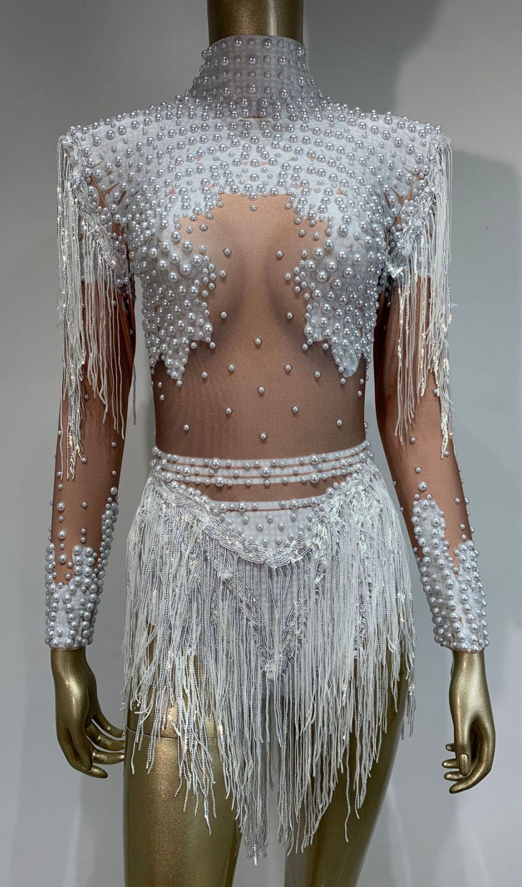 316ff659d9b4c136cf1b24ff481d0a08.jpg Fashionslee Women Fukiko White Beaded Tassel Bodysuit