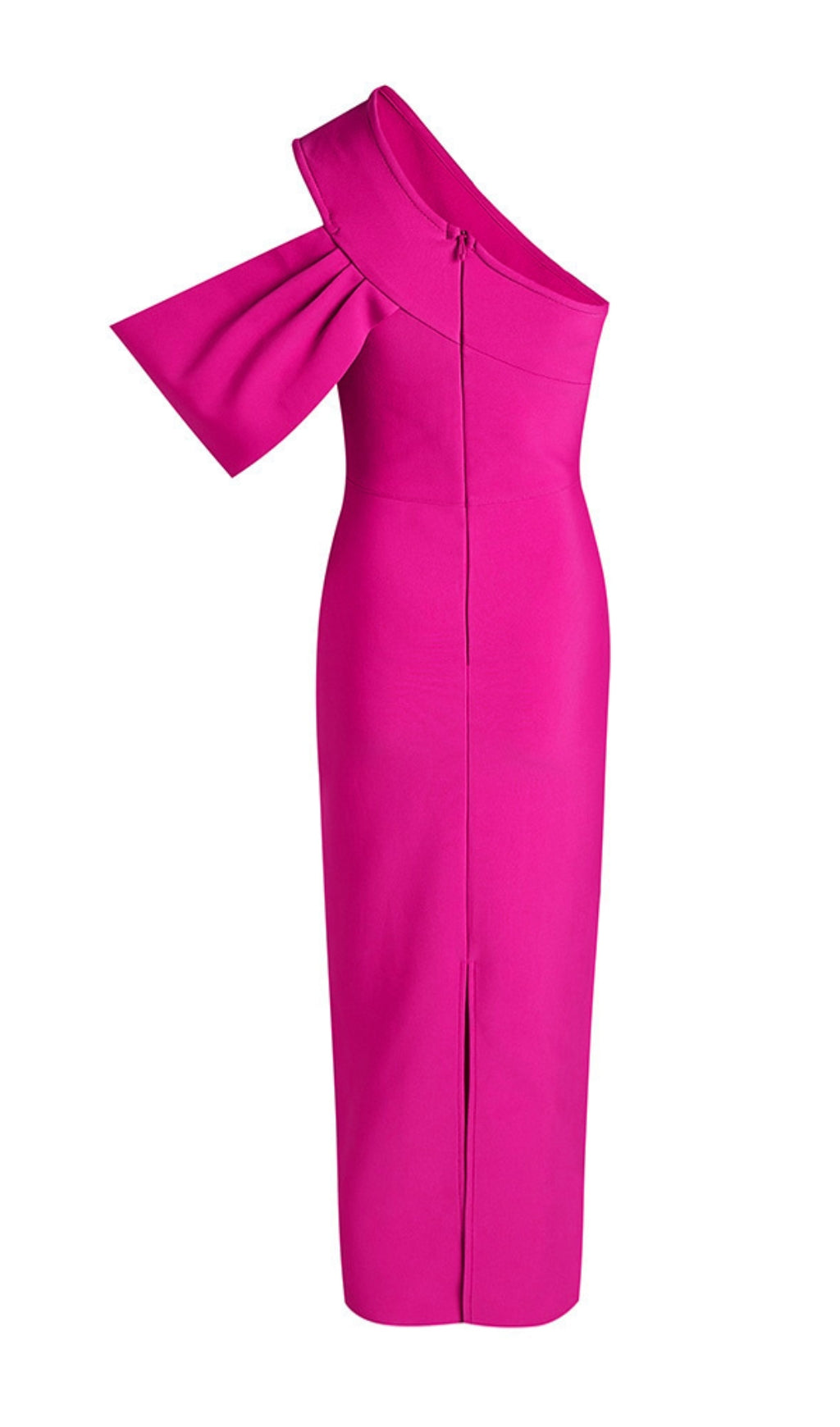 VIBRANT PINK ASYMMETRIC ONE-SHOULDER DRESS - OWNCI