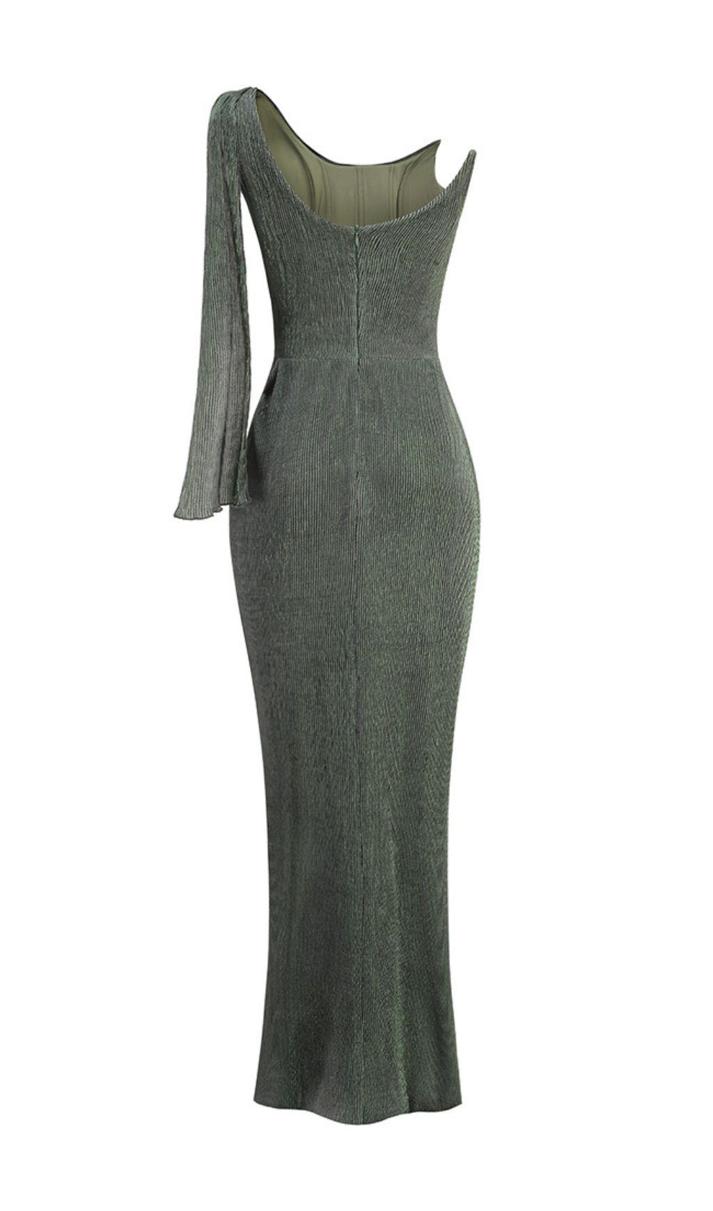 VIRAL OLIVE ONE-SHOULDER MAXI DRESS - OWNCI