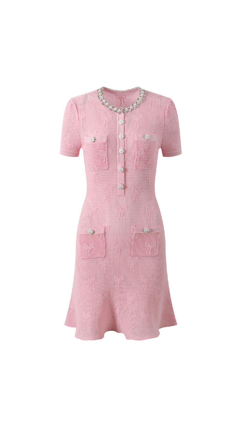 Fashionslee Women Georgina Diamante Beaded Knit Mini Dress Set