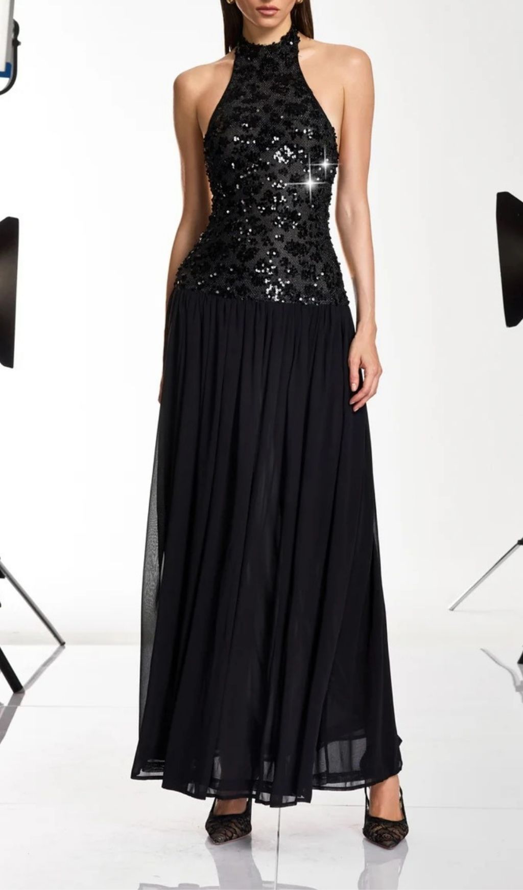 Fashionslee Women Keliro Sleeveless Sequin Maxi Dress