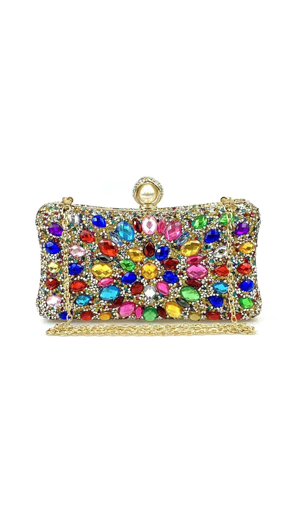 Fashionslee Women Multi Rhinestone Crystal Clutch