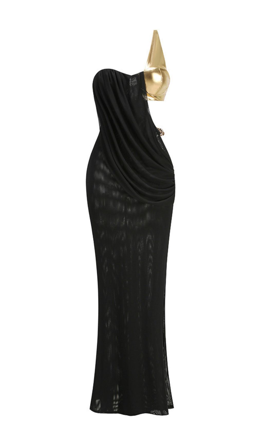 BLACK ONE-SHOULDER CHAIN MAXI DRESS VIRAL - OWNCI BLACK ONE-SHOULDER CHAIN MAXI DRESS VIRAL - OWNCI