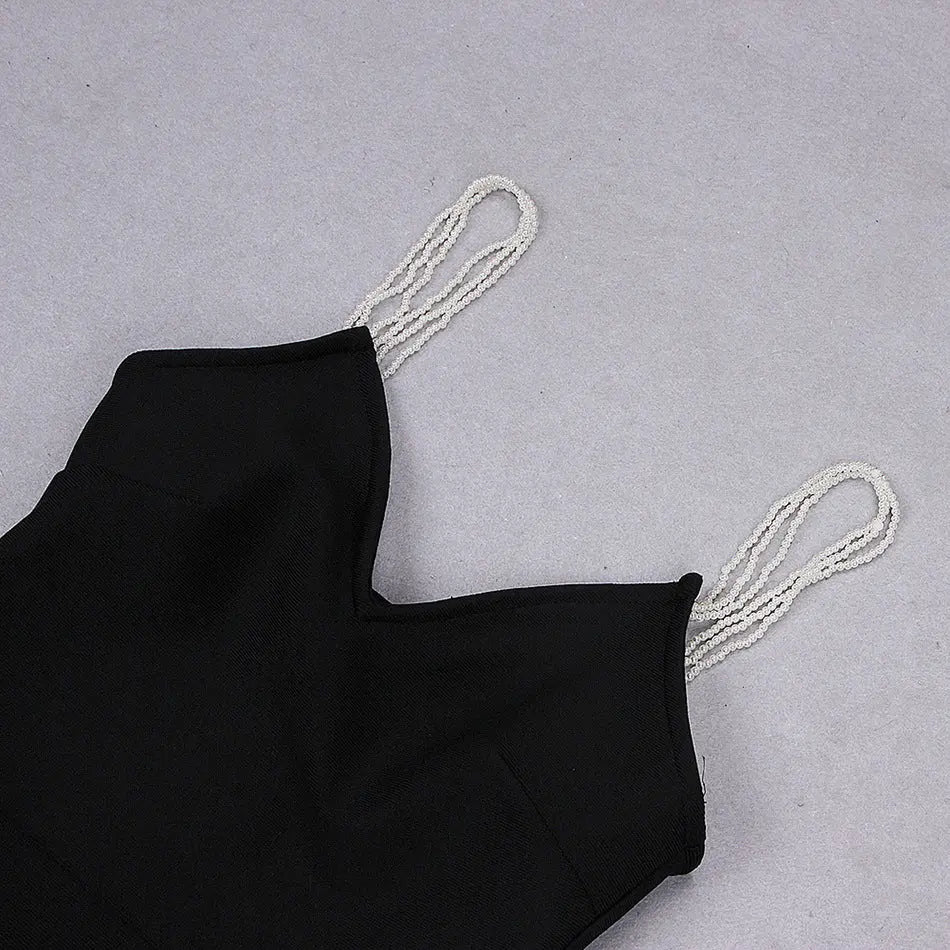324fa70cd960601895ca4ee87ce41a18.jpeg Fashionslee Women Black V Neck Spaghetti Bandage Midi Dress