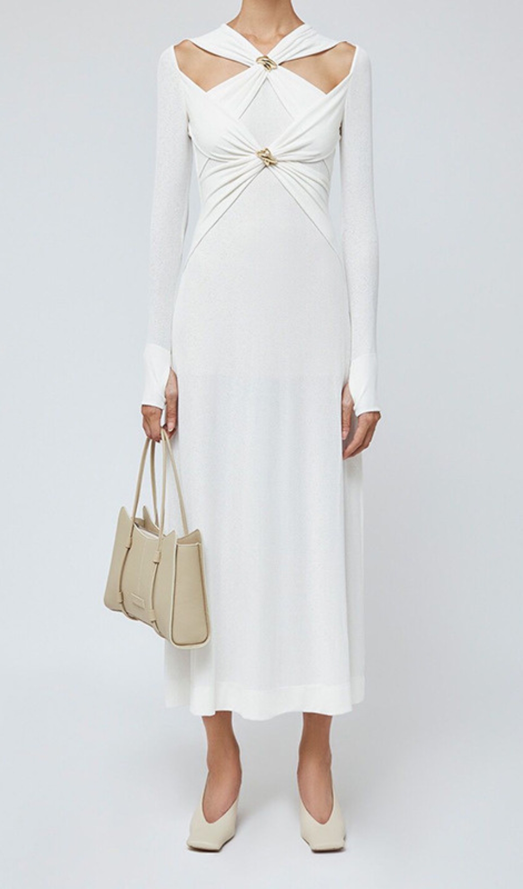 Fashionslee Women Braydon Cutout Knit Long Sleeve Midi Dress