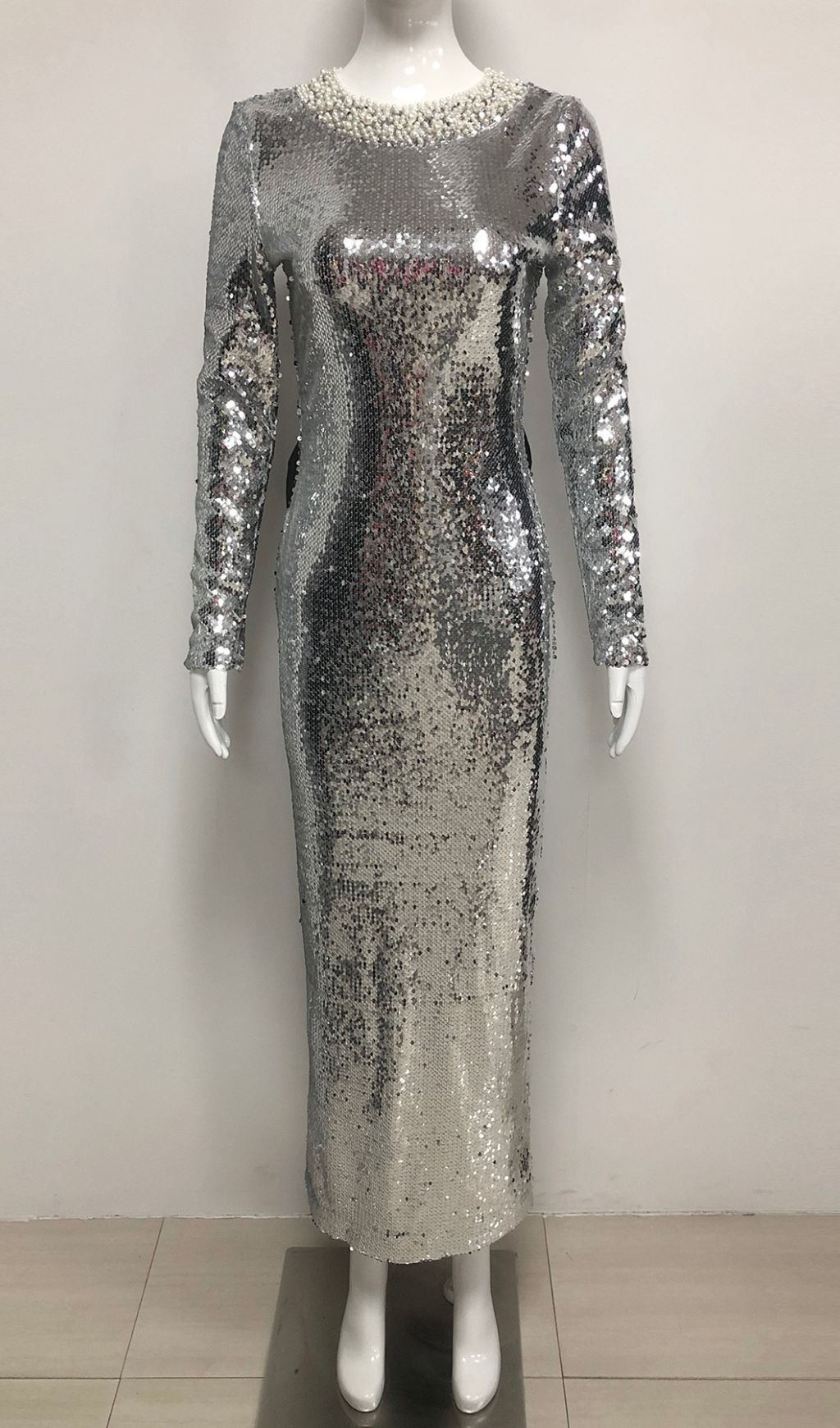 329ba63aebf6dc5c673604796718ce0f.jpg Fashionslee Women Jenesis Silver Sequin Bow Backless Maxi Dress