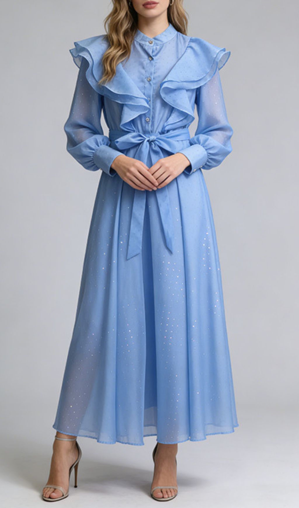 Fashionslee Women Jolanda Embellished Long Sleeve Maxi Dress
