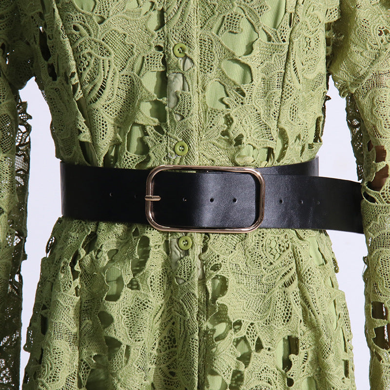 Fashionslee Women Adora Olive Lace Sleeve Midi Dress