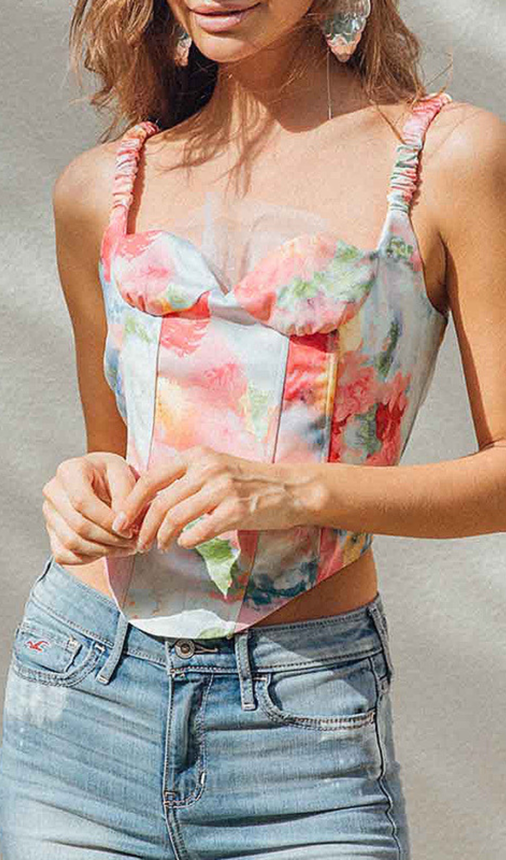32cb2515e4513f3d075124d554289fbb.jpg Fashionslee Women Deborah Printed Corset Mesh Top