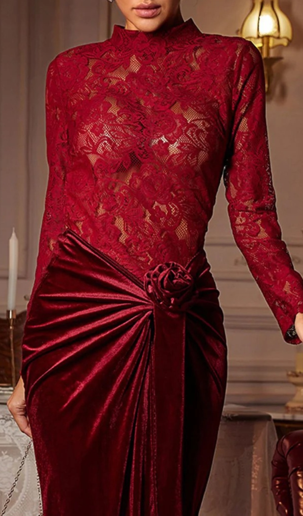 VELVET RUCHED MAXI DRESS WITH SPLIT - OWNCI VELVET RUCHED MAXI DRESS WITH SPLIT - OWNCI