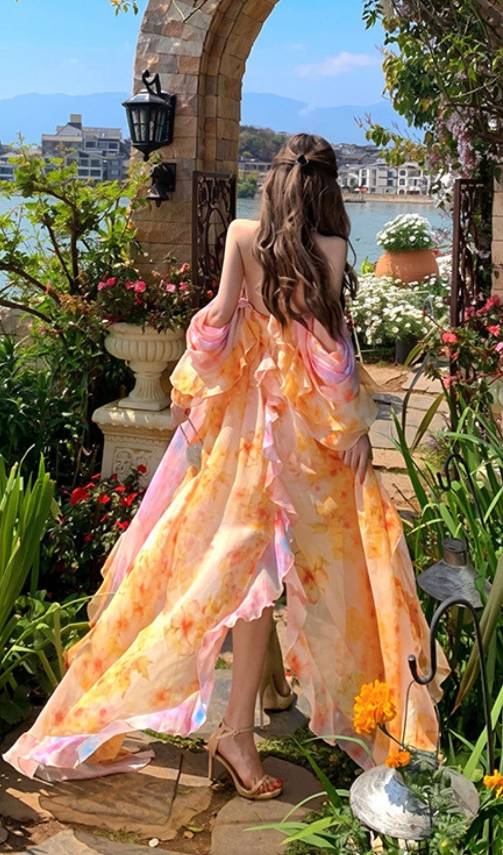 3315d364745267069b64383642eeda94.jpg Fashionslee Women Komali Printed Butterfly Ruffle Maxi Dress