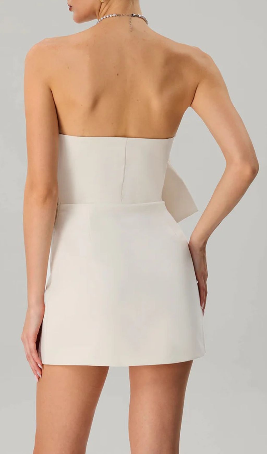Fashionslee Women Krystallon Strapless Bow Mini Dress