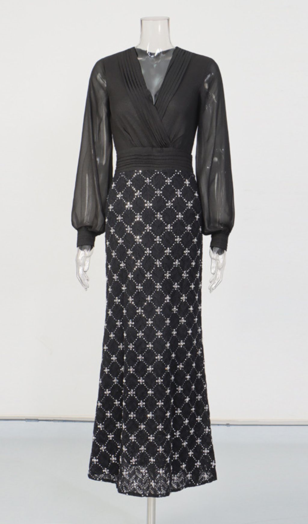 334b107858c30386361c60edb307b300.jpg Fashionslee Women Kalonice Black Long Sleeve Diamante Maxi Dress