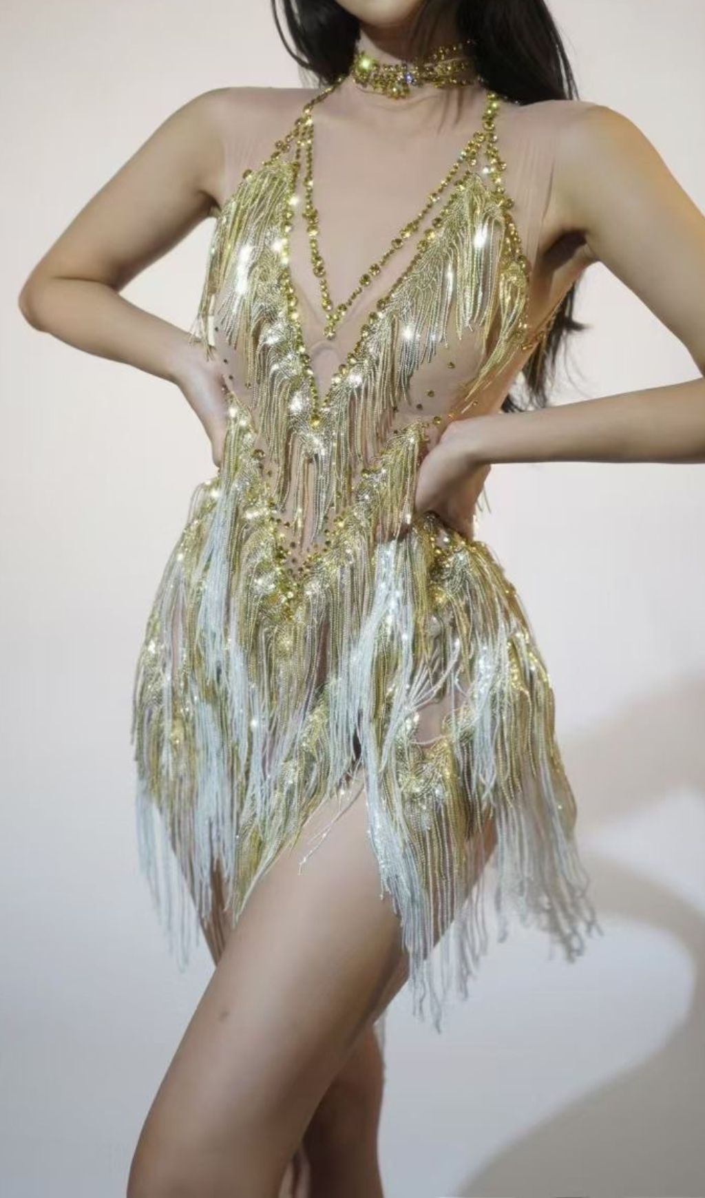 Fashionslee Women Fion Sleeveless Sequin Tassel Mini Dress
